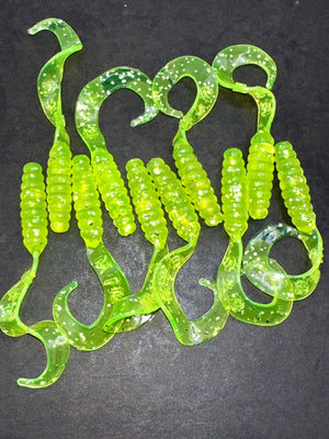 3” chartreuse twister tails 4 pack